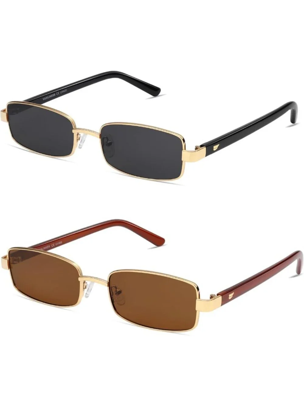 Retro Polarized Rectangle Sunglasses for Women & Men - 90s Vintage Slim Frame